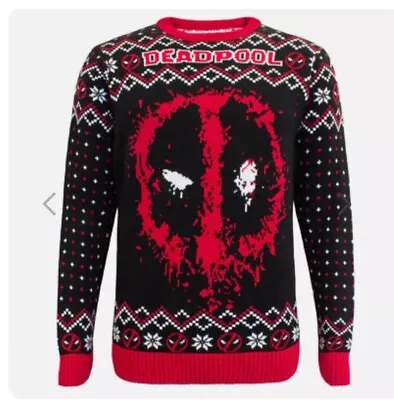Buy New Unisex Marvel Deadpool Spray Knitted Christmas Jumper Adults & Teens Size L • 29.95£