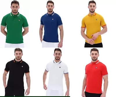 Buy FILA Men Cotton Euro 2021 Football Vintage Tipped Collar Polo Shirt T Shirt Top  • 14.99£