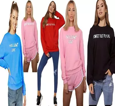 Buy Womens Designer Printed Oversize Sweatshirt Ladies Long Sleeves Sweater Top • 12.49£