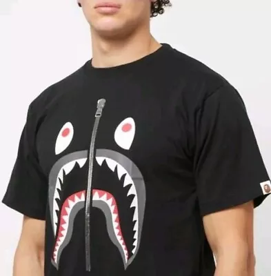 Buy A Bathing Ape BAPE Shark Tshirt T T-shirt Tee Medium M Black • 19.99£
