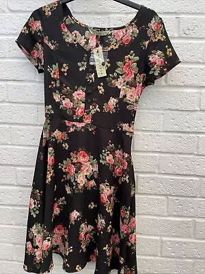 Buy Innocence Clothing Black Floral Short Dress Size 10 *new* • 12£