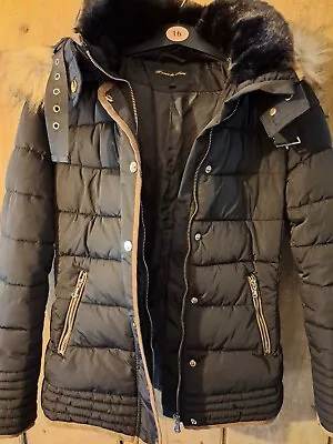 Buy L'AIME DE PARIS Black Puffer Jacket With Faux Fur Hood. Size Medium. Used.  • 20£