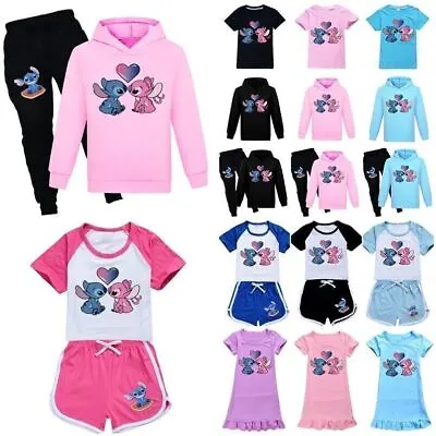 Buy Lilo Stitch Kids T-shirt Shorts Hooide Sweatshirt Joggers Pants Tracksuit Dress • 7.99£