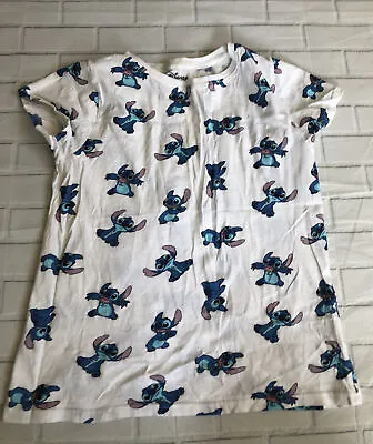 Buy Disney Stitch Tshirt Size 8 Blue White Woman’s All Over Print • 9.99£