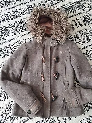 Buy Abercrombie And Fitch Winter Bomber Parka Fur Hood Ladies Wool Jacket S Small • 33£