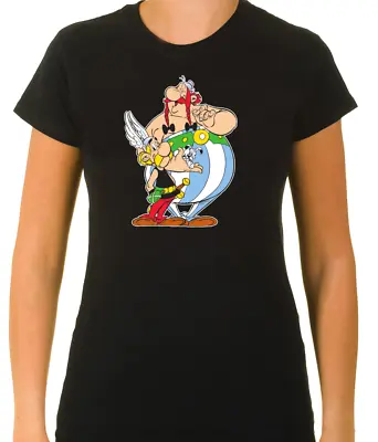 Buy Asterix & Obelix Funny Characters  3/4 Short Sleeve T Shirt Woman F076 • 9.51£