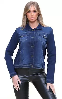 Buy Womens Denim Jacket Long Sleeve Stretchable Ladies Regular Top Button Up Jeans • 13.99£