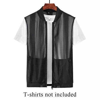 Buy Male Tops Waistcoat Summer Vests Sleeveless Jacket Fishing Vest Multi-pocket UK • 10.87£