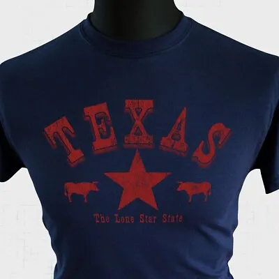 Buy Texas T Shirt USA State Lone Star Cowboy Blue • 13.99£