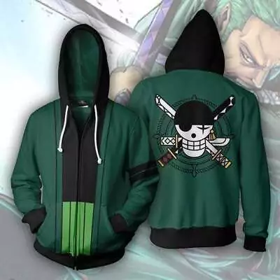 Buy Anime One Piece Roronoa Zoro Hoodie 3D Print Hooded Jacket Coat Sweatshirt Gift • 28.44£