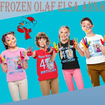 Buy Personalised Frozen Olaf Elsa Anna Tshirt Any Name Number Birthday Gift#Or#P1#A • 7.59£