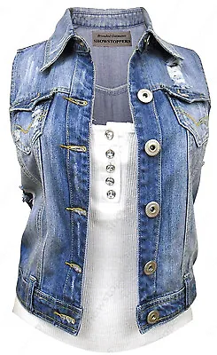 Buy NEW DENIM Waistcoat JACKET Ladies Jean Gilet Jackets Size 8 10 12 14 16 Blue • 16.95£
