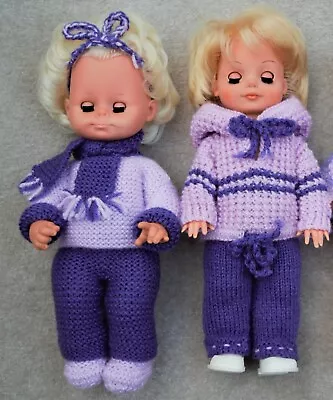 Buy Small Vintage Blonde Dolls With New Handknitted Outfits, Both With Sleep Eyes   • 8£