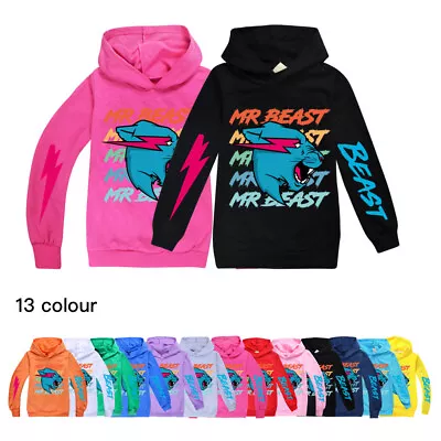 Buy Kids Boys Mr Beast Lightning Cat Casual Hoodie Youtuber Gamer Gift Jumper Tops • 12.95£