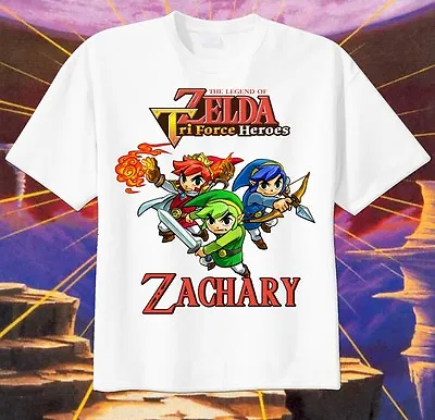 Buy Legends Of Zelda TRIFORCE Custom T-shirt Personalize Tshirt Birthday Gift 3ds  • 9.87£