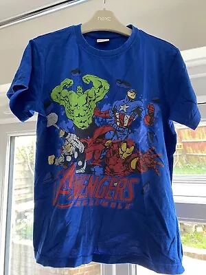 Buy Matalan Boys Avengers Assemble Blue T-Shirt Size 8-9 Years Crew Neck - Marvel • 0.99£