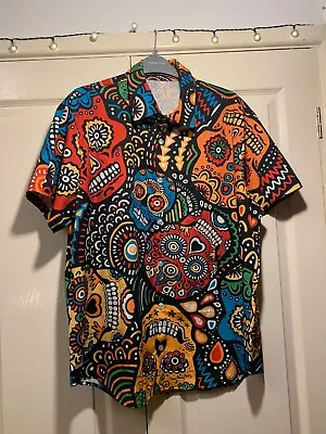 Buy Men's Hawaiian / Mexican / Day Of The Dead Shirt.  L • 12£