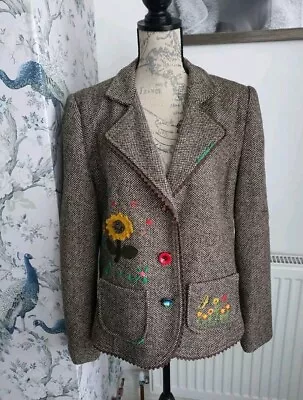 Buy Lovely Joe Browns  Applique  Tweed Jacket Coat Blazer Size 18 • 28.99£