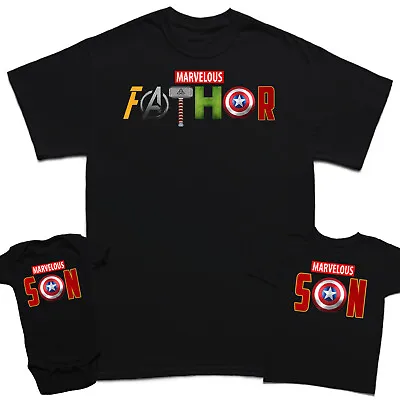Buy Marvelous Father Fathers Day T-Shirt Son Kids Baby Matching T-Shirts Top #FD#2 • 9.99£