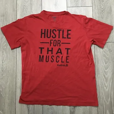 Buy Reebok Hustle For That Muscle Red T-shirt - Size XL • 9.46£