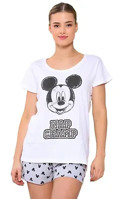 Buy Ladies Mickey Mouse Pyjamas Set Summer Short Night Wear Loungewear Cotton PJs • 9.99£