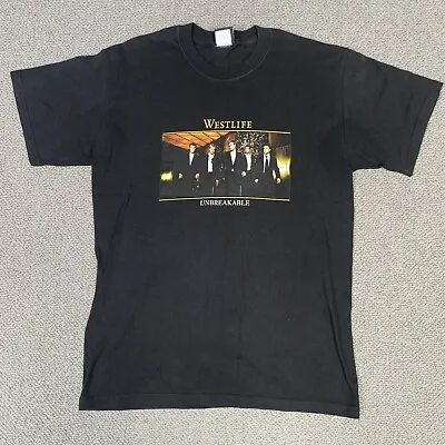Buy WESTLIFE T Shirt Mens Large Black Unbreakable Tour 2003 Short Sleeve Vintage • 12£