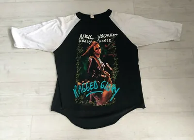 Buy Vintage 1991 Neil Young & Crazy Horse Ragged Glory Tour 3/4 Shirt - P2P 19.5    • 250£