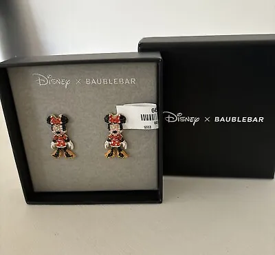 Buy Disney X Baublebar Minnie Mouse Earrings SPARKLY Rhinestone Dangling NEW • 24.99£
