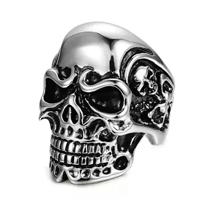 Buy 316L Stainless Steel Skull Rings Mens Boys Biker Gothic Ring Punk Jewellery Gift • 11.95£