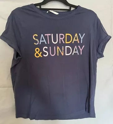Buy TU Woman Navy Blue Short Sleeve Tshirt With Saturday&Sunday Logo. Size 16 • 3.99£