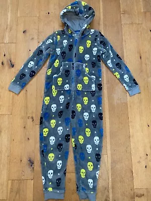 Buy M&S Grey Skull All In One Age 9 - 10 Years @  Lounge Wear Childs Pyjamas Suit • 9.95£