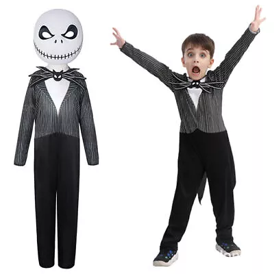 Buy Kids Boys Halloween Jack Skellington Coaplay Costume Party Clothes 3-14Years  • 20.16£