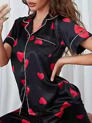 Buy Womens Satin Pyjamas Silk Long Sleeve Soft Sleepwear Nightwear Lingerie Set • 15.99£