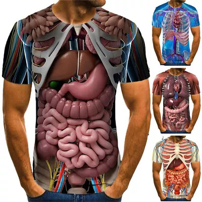 Buy Skeleton Internal Organs 3D Womens/mens Short Sleeve T-Shirt Casual Tops Tee • 10.79£