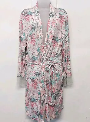 Buy Ladies Summer House Gown Robe Size 12 - 14 M Pink Multi Floral Soft Jersey  • 0.99£