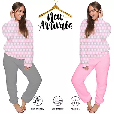 Buy Fluffy Fleece Pyjamas Women's Ladies Winter Pajama Set Sleepwear Loungewear UK • 11.99£