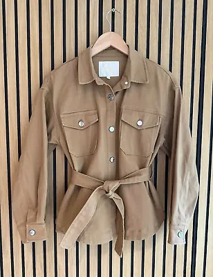 Buy Maje Paris Designer Brown Beige Belted Cargo Shirt Jacket Shacket 36 Uk 8 • 85£