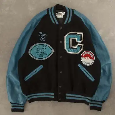 Buy Vintage 90s Centreville Wildcats Wool Varsity Jacket XL Men's Blue • 80£