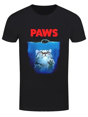 Buy Paws (Jaws) Black Heavyweight Unisex Crewneck Horror Film T-shirt For Cat Lovers • 17.99£