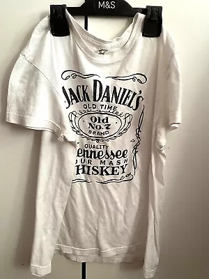 Buy White Jack Daniels Whisky Logo T Shirt Medium Unisex Short Sleeve Roly Brand • 4.99£