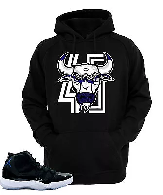 Buy Hoodie To Match  Air Jordan 11 Space Jam Sneakers  Bull 45  Black Hoodie • 57.81£