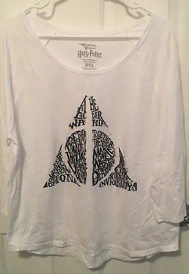 Buy Harry Potter Deathly Hallows White Shirt Top Size 2XL 3/4 Sleeve Wizarding World • 32.87£