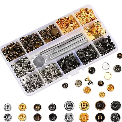 Buy 325 Pcs Heavy Duty Snap Fasteners Press Studs Kit Set & Poppers Leather Button • 9.99£