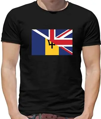 Buy Half Flag Barbados Union Jack Mens T-Shirt - UK - Flags - Bridgetown - Britain • 13.95£