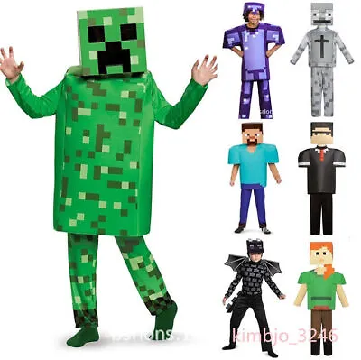 Buy Kids Minecraft Cosplay Costume Jumpsuit Halloween Fancy Dress Party Outfit Suit • 19.99£