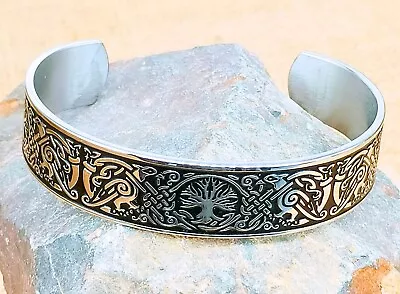 Buy Viking Tree Of Life Bracelet, Celtic Tree Of Life Cuff Bracelet Stainless Steel • 11.95£