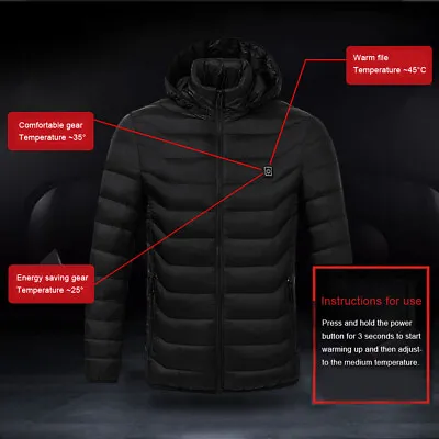 Buy Heated Jacket Slim Fit Electric Hoodie Jacket Winter Warming Jacket Coat LVE • 13.10£