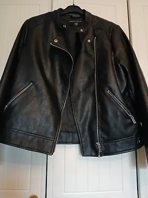 Buy Worn Few Times DOROTHY PERKINS Black Biker Style Faux Leather Jacket Size 14 • 19.95£
