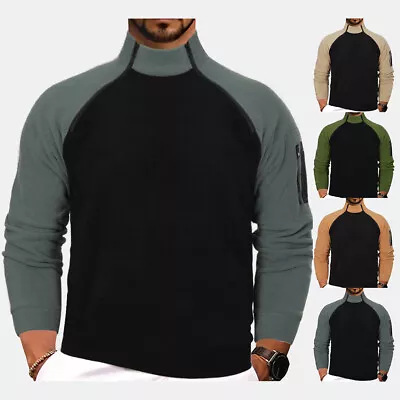 Buy Men Fleece Stand Collar Thermal Sweatshirt Military Army Combat Shirt Jumper Top • 5.19£