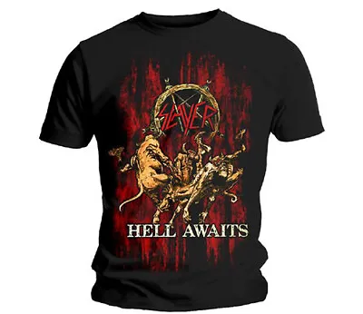 Buy Slayer Mens Short Sleeve Black T Shirt Hell Awaits Official Rock Classic Medium • 13.95£